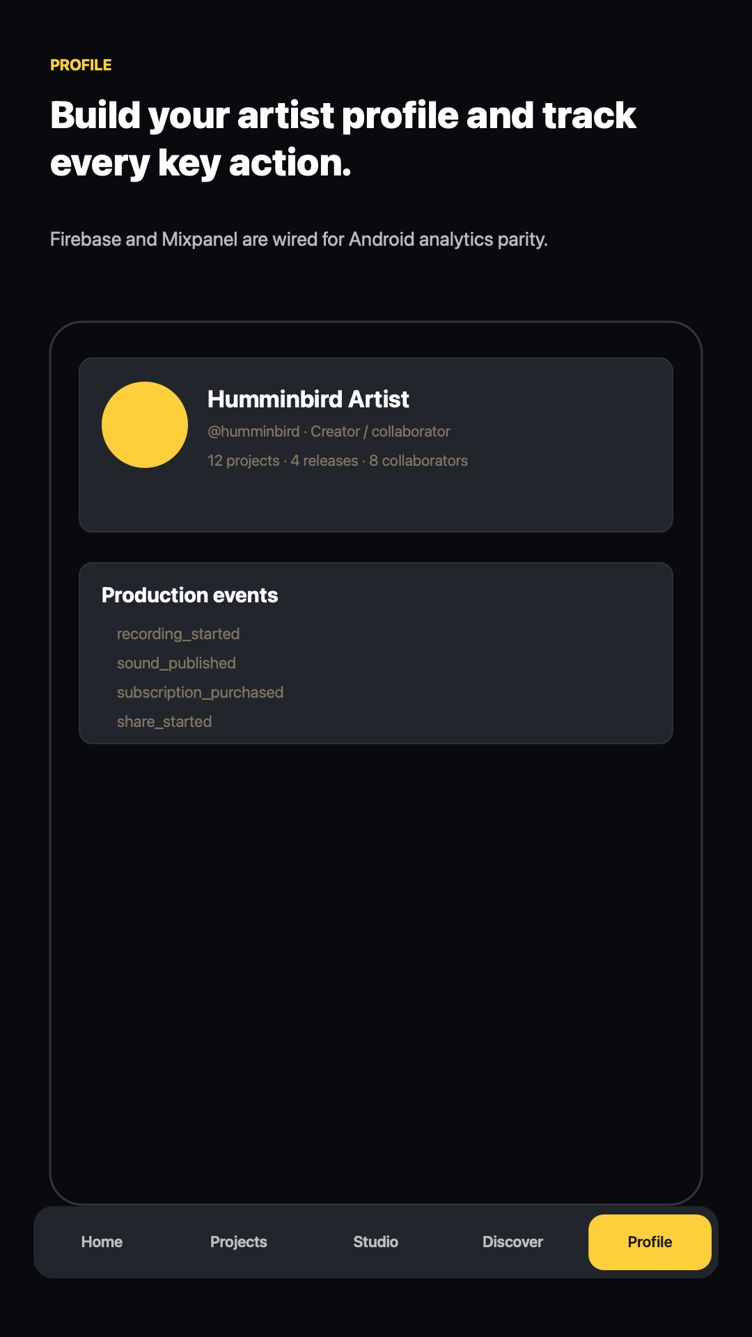 Profile screen